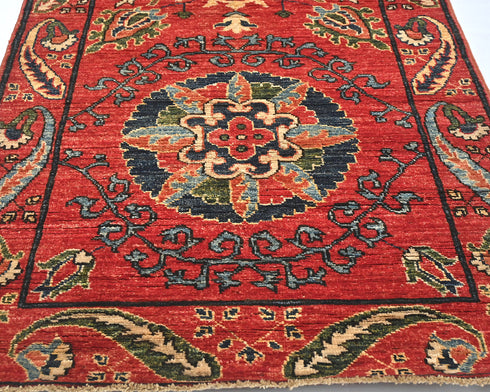 10 Feet Rusty Red Ersari Afghan Hand Knotted Veg Dye Wool Runner Rug